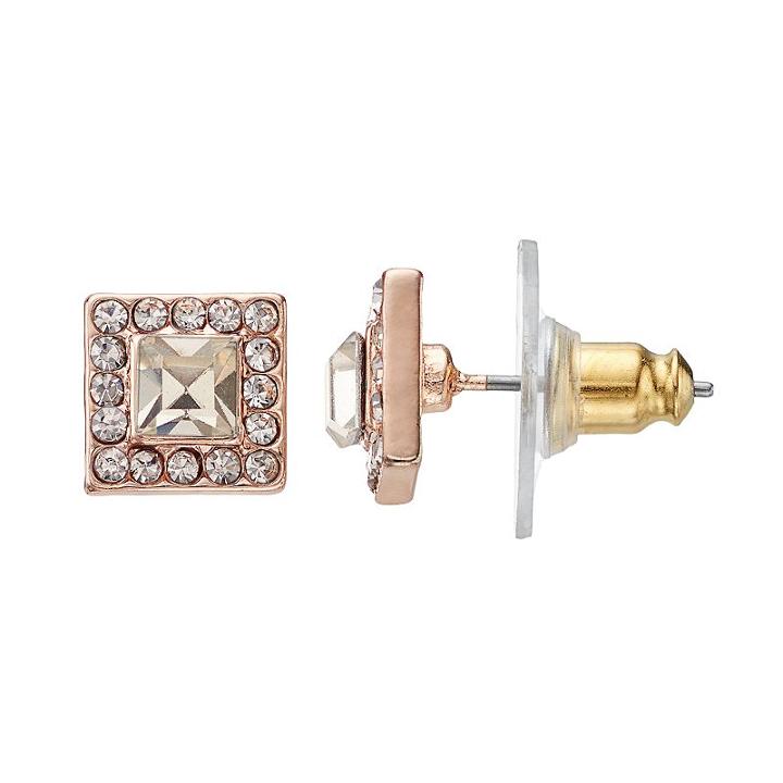 Lc Lauren Conrad Square Halo Stud Earrings, Women's, Light Pink