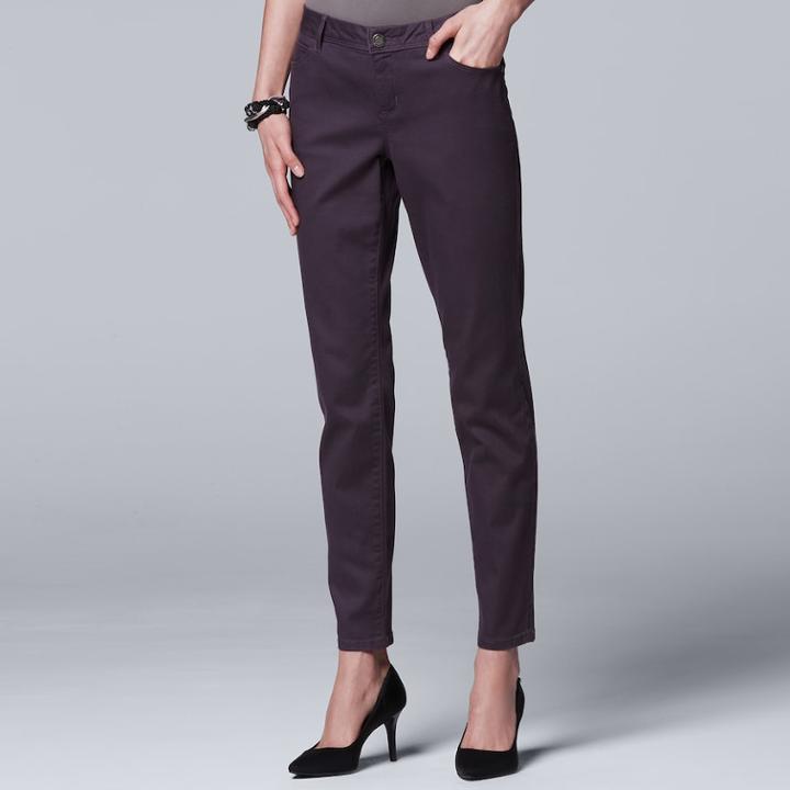 Women's Simply Vera Vera Wang Skinny Jeans, Size: 2, Drk Purple
