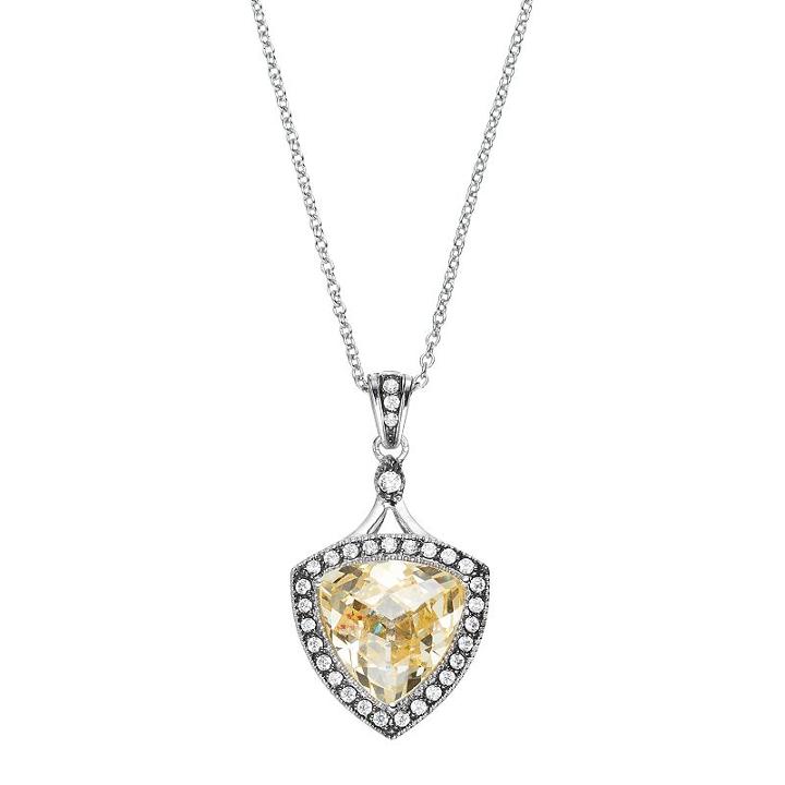 Siri Usa By Tjm Sterling Silver Cubic Zirconia Halo Pendant, Women's, Size: 16, Yellow