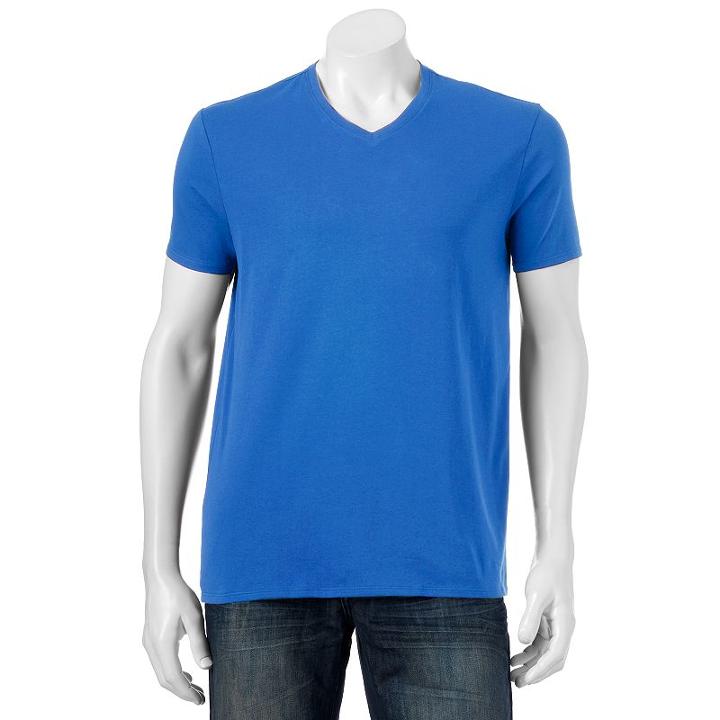 Men's Apt. 9 Solid V-neck Tee, Size: Medium, Blue (navy)