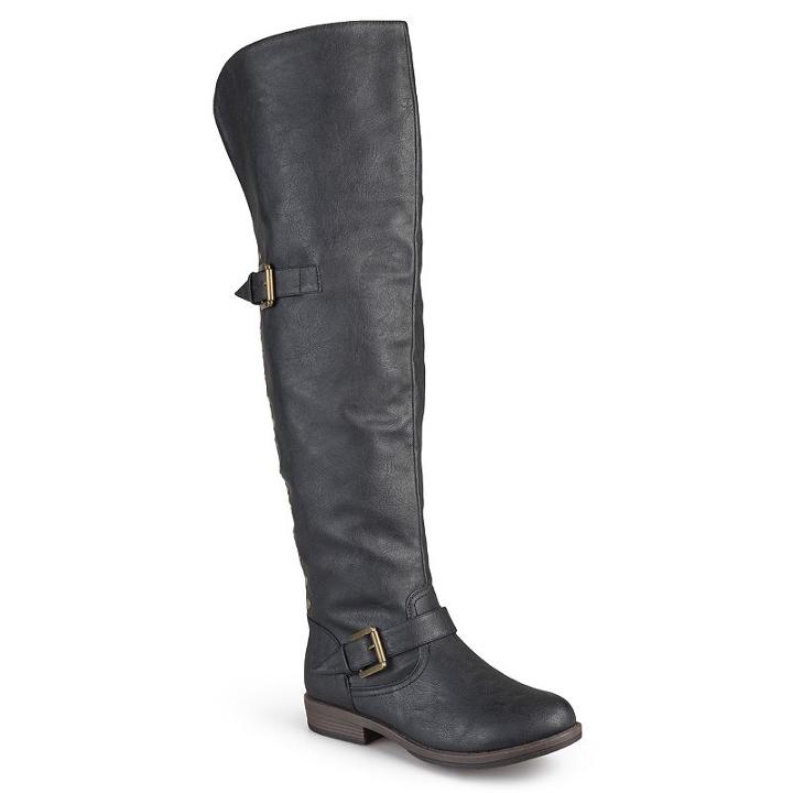 Journee Collection Kane Womens Studded Over-the-knee Buckle Boots, Girl's, Size: 6, Black