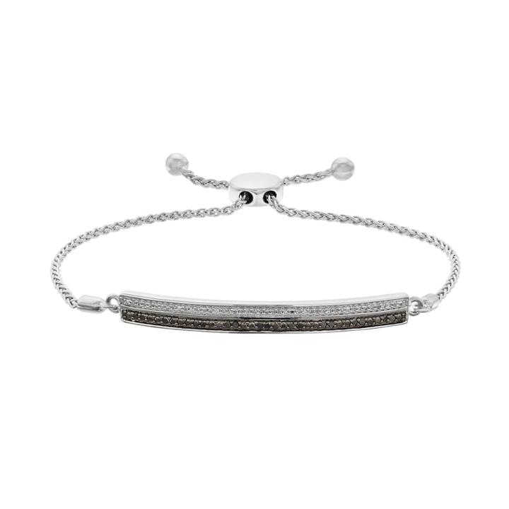 Sterling Silver 1/4 Carat T.w. Black & White Diamond Bolo Bracelet, Women's