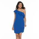 Women's Apt. 9&reg; Ruffle One-shoulder Shift Dress, Size: Small, Blue