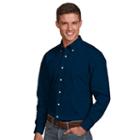 Men's Antigua Dynasty Modern-fit Solid Button-down Shirt, Size: Large, Blue (navy)