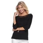 Women's Croft & Barrow&reg; Crochet Top, Size: Xl, Black