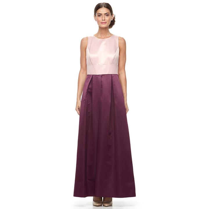 Chaya Colorblock Pleated Evening Gown, Size: 2, Dark Red
