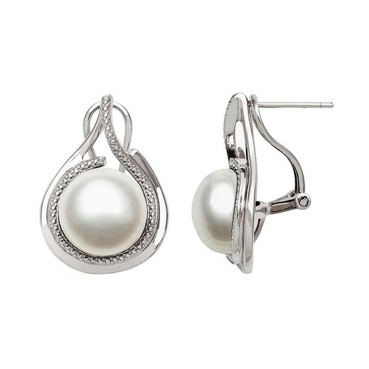 Sterling Silver Freshwater Cultured Pearl Teardrop Stud Earrings, Women's, White