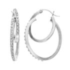 Platinum Over Silver Diamond Mystique Double Hoop Earrings, Women's, Grey