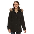 Women's Gallery Hooded Faux-fur Stadium Jacket, Size: Medium, Black