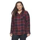 Juniors' Plus Size Mudd&reg; Plaid Tunic Shirt, Girl's, Size: 2xl, Dark Pink