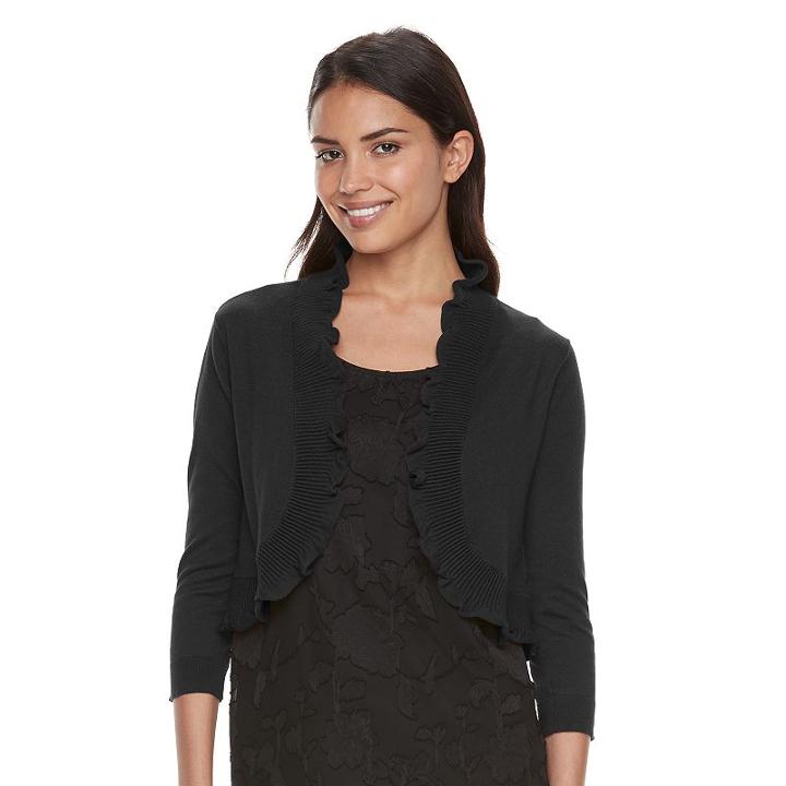 Women's Elle&trade; Ruffle Shrug, Size: Large, Black