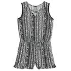 Girls 7-16 Joey B Print Cross-front Romper, Size: Medium, White