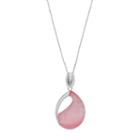 Sterling Silver Lab-created Red Cat's-eye Cabochon Teardrop Pendant, Women's, Size: 18