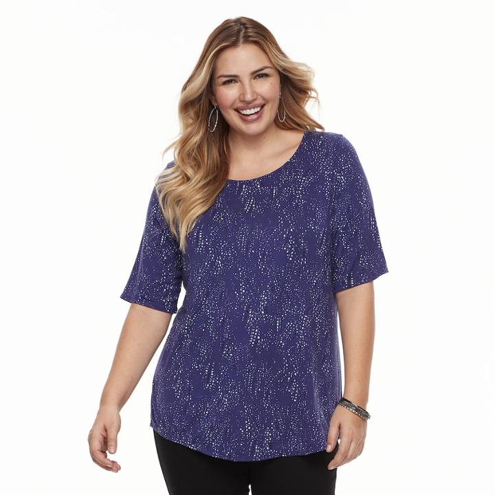 Plus Size Apt. 9&reg; Essential Scoopneck Tee, Women's, Size: 4xl, Drk Purple