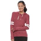 Juniors' So&reg; Striped Sleeve Hoodie, Teens, Size: Small, Dark Pink