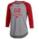 Women's Under Armour Wisconsin Badgers Charged Baseball Tee, Size: Small, Clrs
