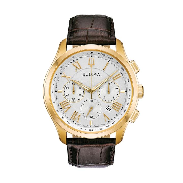 Bulova Men's Classic Wilton Leather Chronograph Watch - 97b169, Size: Xl, Brown