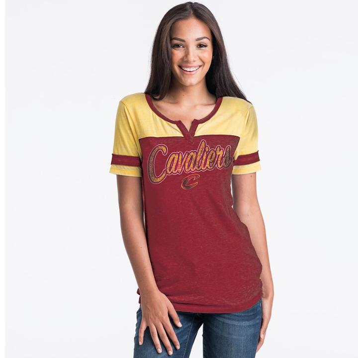 Women's Cleveland Cavaliers Burnout Tee, Size: Medium, Dark Red