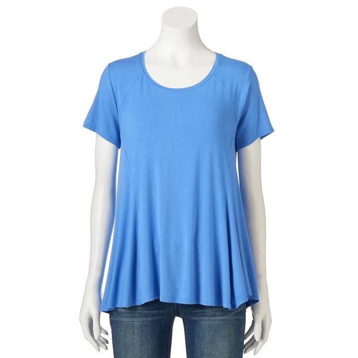 Women's Apt. 9&reg; Flowy Crewneck Tee, Size: Medium, Blue (navy)