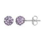 Charming Girl Kids' Sterling Silver Crystal Ball Stud Earrings - Made With Swarovski Crystals, Purple