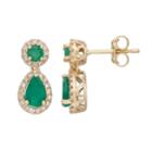 10k Gold Emerald & 1/4 Carat T.w. Diamond Teardrop Earrings, Women's, Green