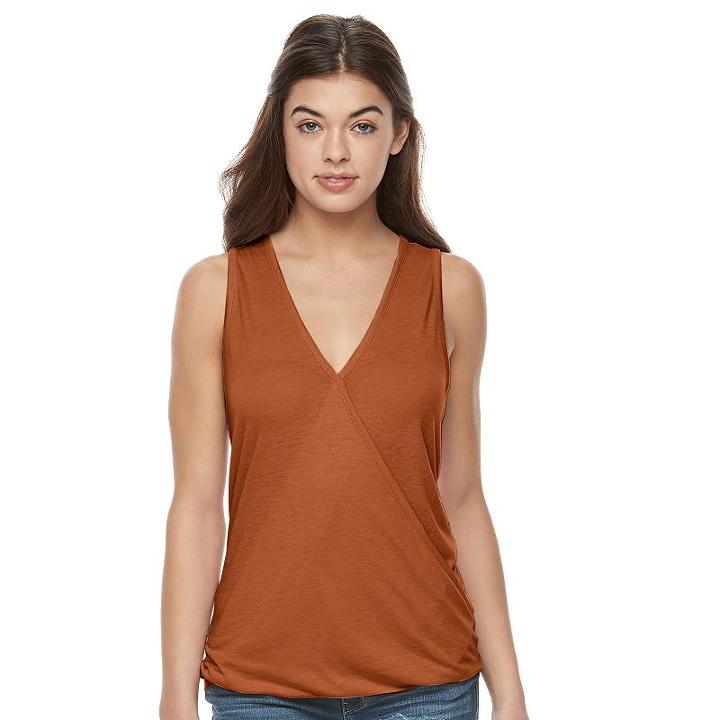Juniors' Awake Surplice High-low Tank, Teens, Size: Small, Drk Orange