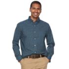Men's Sonoma Goods For Life&trade; Flexwear Slim-fit Plaid Poplin Button-down Shirt, Size: Small, Dark Blue