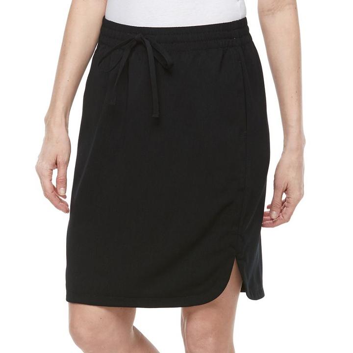 Women's Croft & Barrow&reg; Crepe Skirt, Size: Large, Black