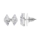 Napier Cubic Zirconia Bow Nickel Free Stud Earrings, Women's, Silver