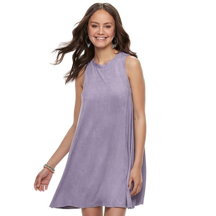 Juniors' Pink Republic Faux-suede Swing Dress, Teens, Size: Small, Lt Purple