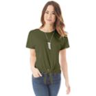 Juniors' Iz Byer Cross-back Tie-front Tee, Teens, Size: Large, Dark Green