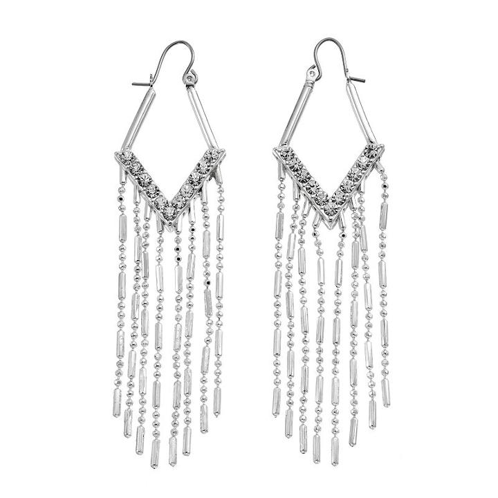 Jennifer Lopez Fringe Nickel Free Kite Earrings, Women's, Silver