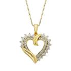 1/10 Carat T.w. Diamond 14k Gold Vermeil Heart Pendant Necklace, Women's, White