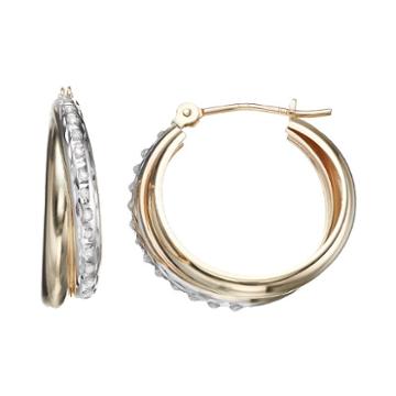 Diamond Fascination 10k Gold Interlocking Hoop Earrings, Women's, Yellow