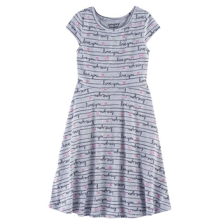 Girls 4-7 Jumping Beans&reg; Print Skater Dress, Size: 4, Light Grey