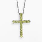 Sterling Silver Peridot Cross Pendant, Women's, Size: 18, Green