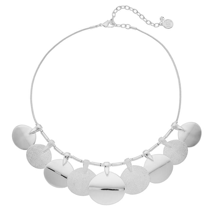 Dana Buchman Textured Disc Statement Necklace, Women's, Silver