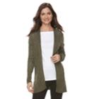 Women's Croft & Barrow&reg; Ribbed Open-front Cardigan, Size: Large, Green