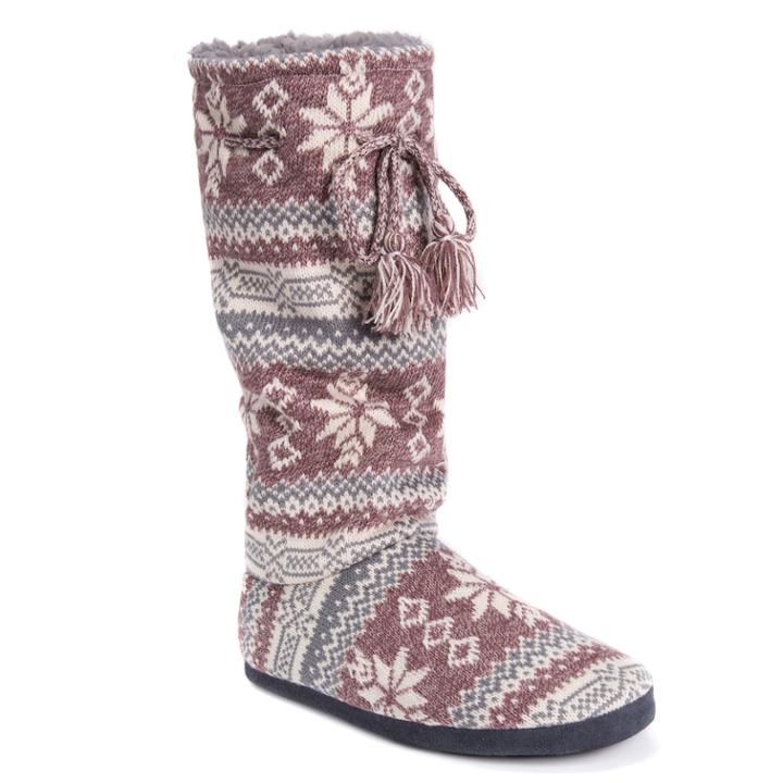 Women's Muk Luks Gloria Knit Tall Boot Slippers, Size: Large, Med Purple