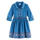 Girls 4-6x Nannette Embroidered Chambray Dress, Size: 6, Blue
