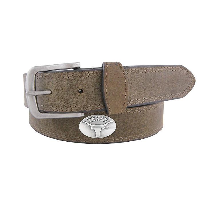 Men's Zep-pro Texas Longhorns Concho Crazy Horse Leather Belt, Size: 42, Brown