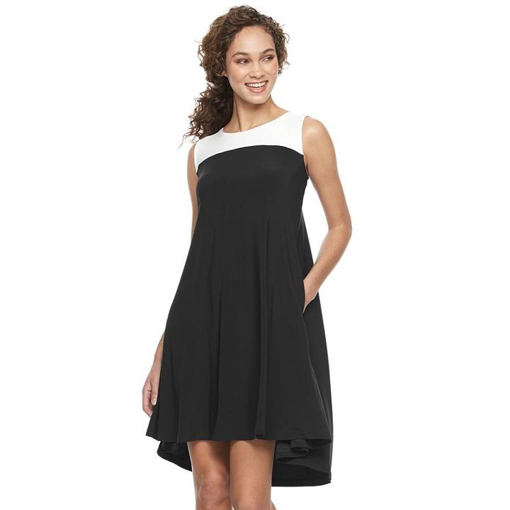 Women's Nina Leonard Colorblock Trapeze Dress, Size: Large, Grey Other