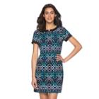 Women's Suite 7 Textured Kaleidoscope Shift Dress, Size: 14, Blue Other