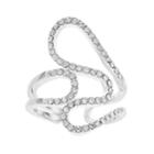 Brilliance Silver Plated Abstract Swirl Ring With Swarovski Crystals, Women's, Size: 8, White