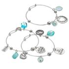 Grandma Heart Charm Bangle Bracelet Set, Women's, Blue