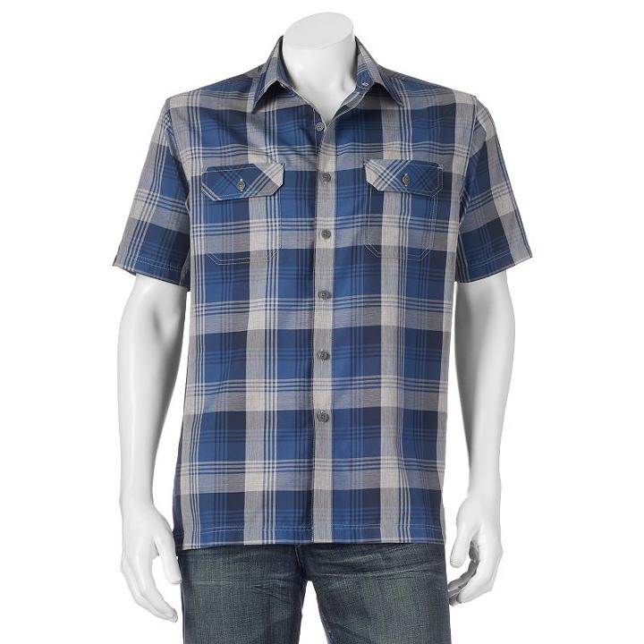 Men's Croft & Barrow&reg; Classic-fit Plaid Outdoor Performance Button-down Shirt, Size: Xxl, Blue (navy)