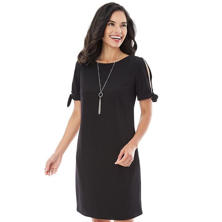 Women's Ab Studio Cold-shoulder Shift Dress, Size: 14, Black