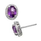 Sterling Silver Amethyst And Lab-created White Sapphire Halo Stud Earrings, Women's, Purple