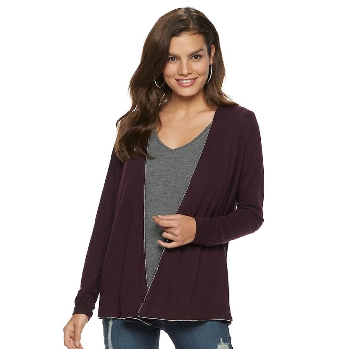 Women's Jennifer Lopez Studded Cardigan, Size: Xxl, Drk Purple