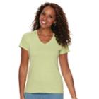 Women's Croft & Barrow&reg; Essential Classic V-neck Tee, Size: Medium, Med Green